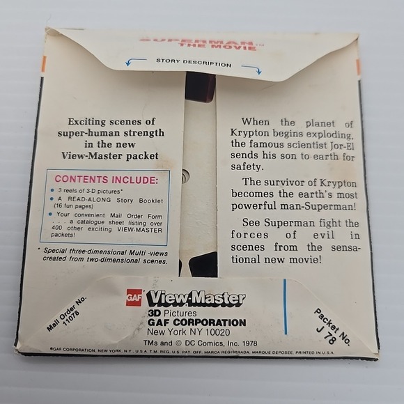 Vintage View-Master 3D Superman The Movie 3 Reels 1978 original reels DC Comics - Picture 2 of 2